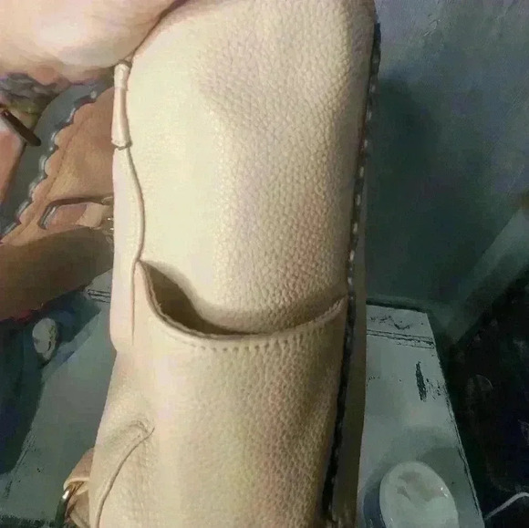 Nanette Lepore mauve colored backpack purse with gold chain. - Picture 11 of 12